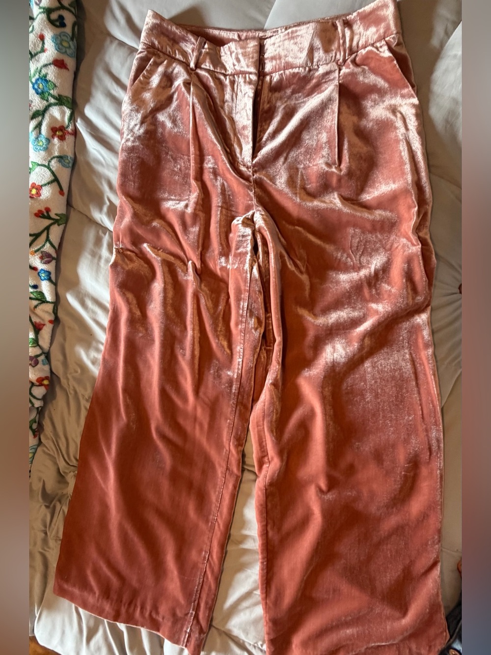 LOFT Velvet Wide-Leg Pants in Dusty Rose